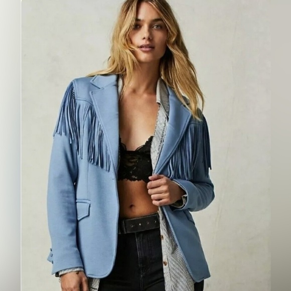 Free People Jackets & Blazers - Free People Blue Memories Blazer NWT
